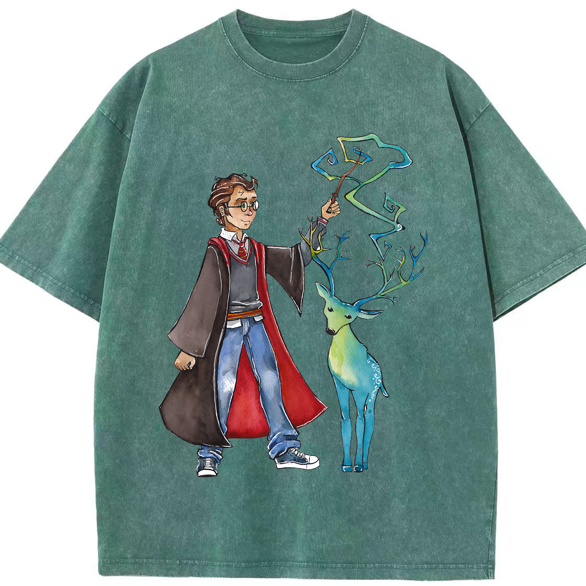 （画像用） Harry Potter ハリー・ポッターシリーズ 綿100% ヴィンテージ風 半袖Tシャツ（フロントプリント）
